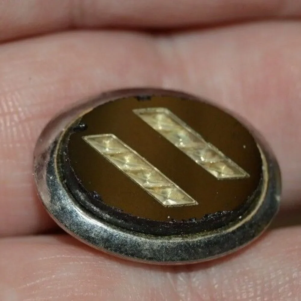 Vintage Oval Black Reflective Classic Men's Cuff Links Rare Art Deco